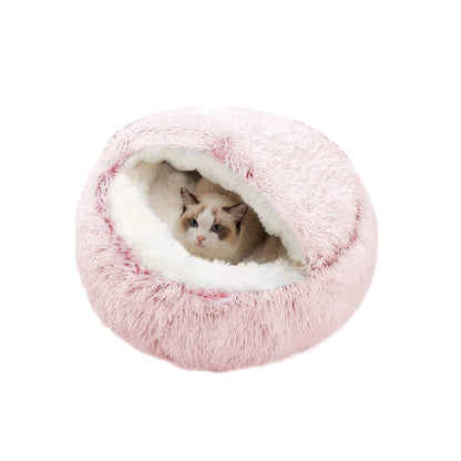 Mikrofgo Beruhigendes Bett für Katzen und Kleine Hunde, Katzenbett Waschbar Haustierbett,50 cm Donut Flauschig Rund Cat Bed,Weiche Kuschelbett für Den Schlaf im Innenbereich