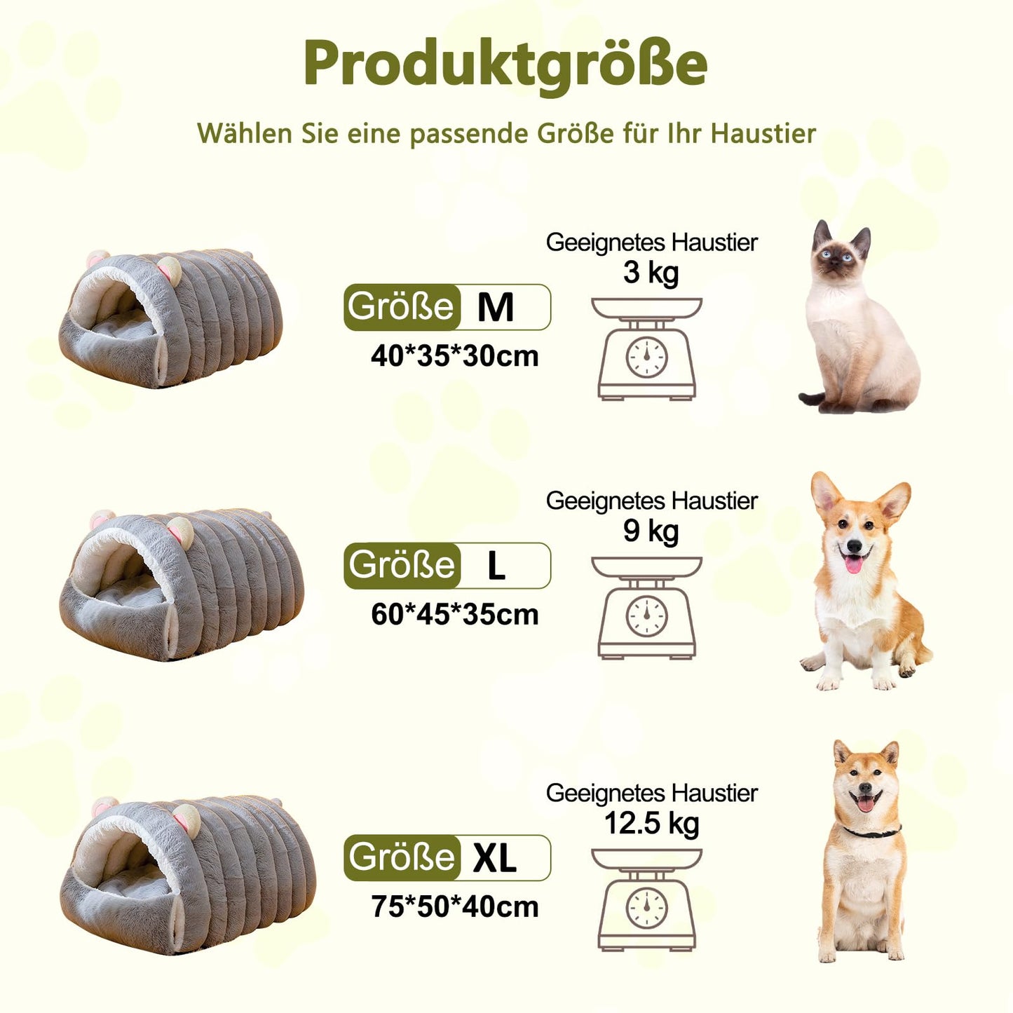 Mikrofgo Katzenhöhlenbett, Haustierzelt Mit Rutschfestem Boden, Niedliches Katzenhaus, Weicher, Warmer Haustierunterschlupf, Weiches Und Bequemes Hundebett(M, Grau)