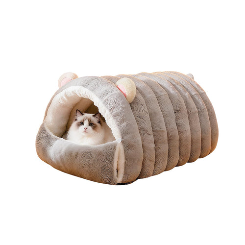 Mikrofgo Katzenhöhlenbett, Haustierzelt Mit Rutschfestem Boden, Niedliches Katzenhaus, Weicher, Warmer Haustierunterschlupf, Weiches Und Bequemes Hundebett(M, Grau)