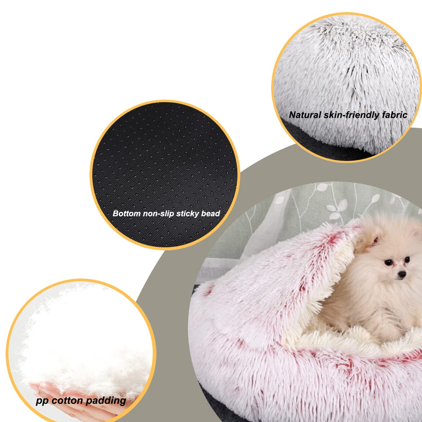 Mikrofgo Beruhigendes Bett für Katzen und Kleine Hunde, Katzenbett Waschbar Haustierbett,50 cm Donut Flauschig Rund Cat Bed,Weiche Kuschelbett für Den Schlaf im Innenbereich