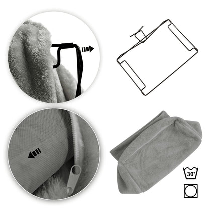 Mikrofgo Katzenheizungsliege mit kuscheligem Plüschbezug, warmes Katzenbett zum Einhängen mit Metallhaken für alle gängigen Heizungen, waschbare Katzenhängematte aus gemütlichem Material, dunkelgrau