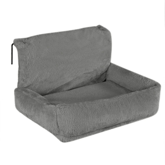Mikrofgo Katzenheizungsliege mit kuscheligem Plüschbezug, warmes Katzenbett zum Einhängen mit Metallhaken für alle gängigen Heizungen, waschbare Katzenhängematte aus gemütlichem Material, dunkelgrau